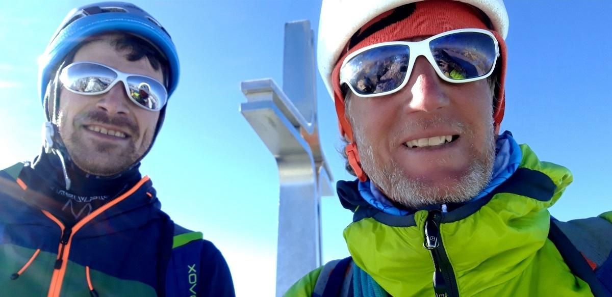 Bergführer Stefan mit Alex am Ortler - Aufstieg über den Hintergrat